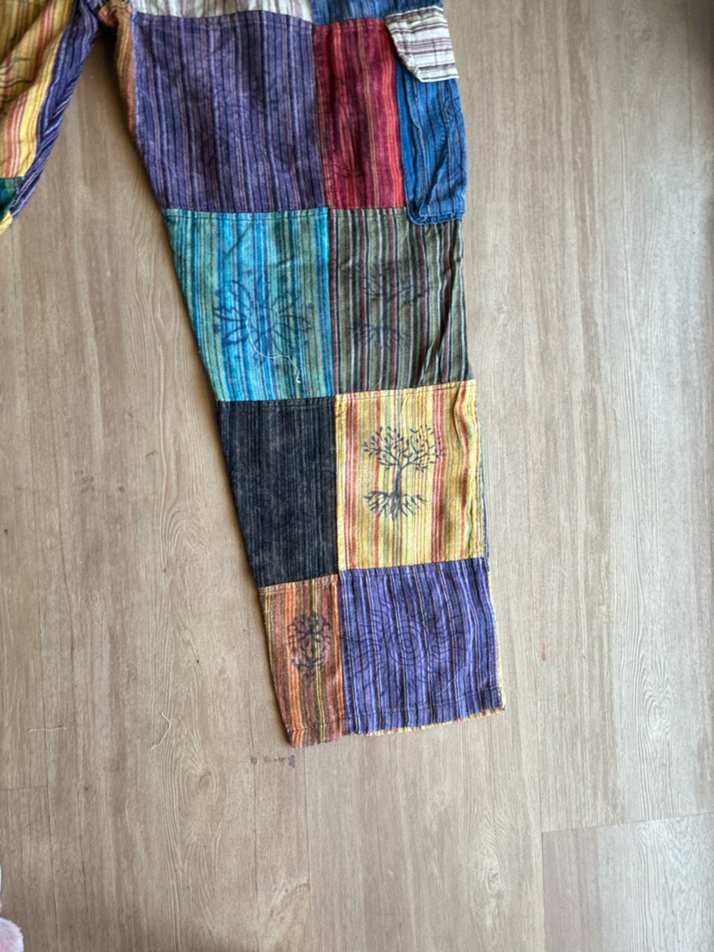 Rising International colorful hippie cotton Patchwork drawstring Pants unisex L - Picture 11 of 16